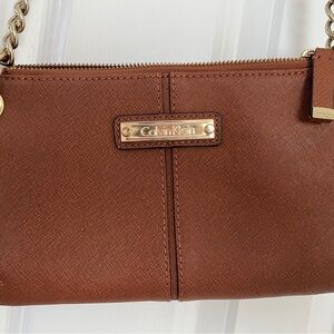 Calvin Klein Tan Crossbody purse with Gold Accents